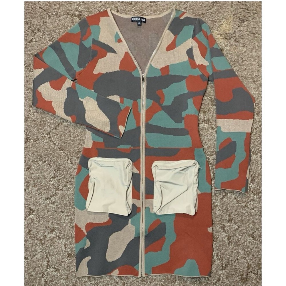 Rehab Lab | Zip Front Camo Army Military Style Bodycon Dress w/ Cargo Pockets - Picture 7 of 10